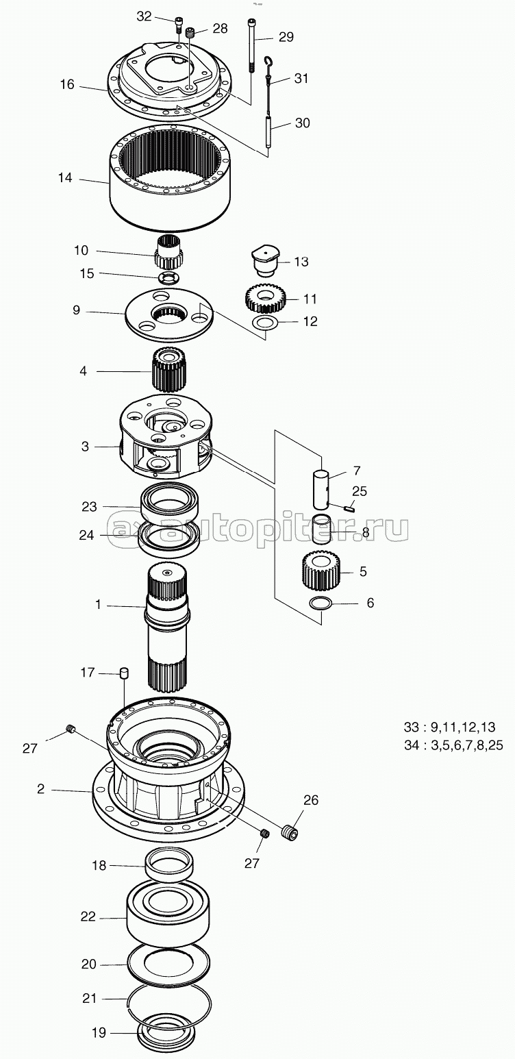 SWING REDUCTION GEAR Serial No. 1001 - 1054