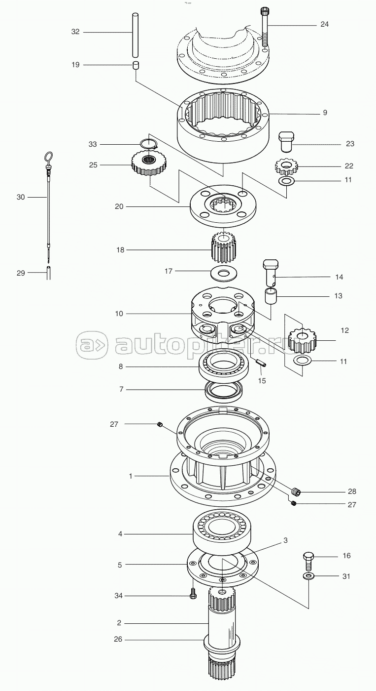 SWING REDUCTION GEAR Serial No 1001 - 1448