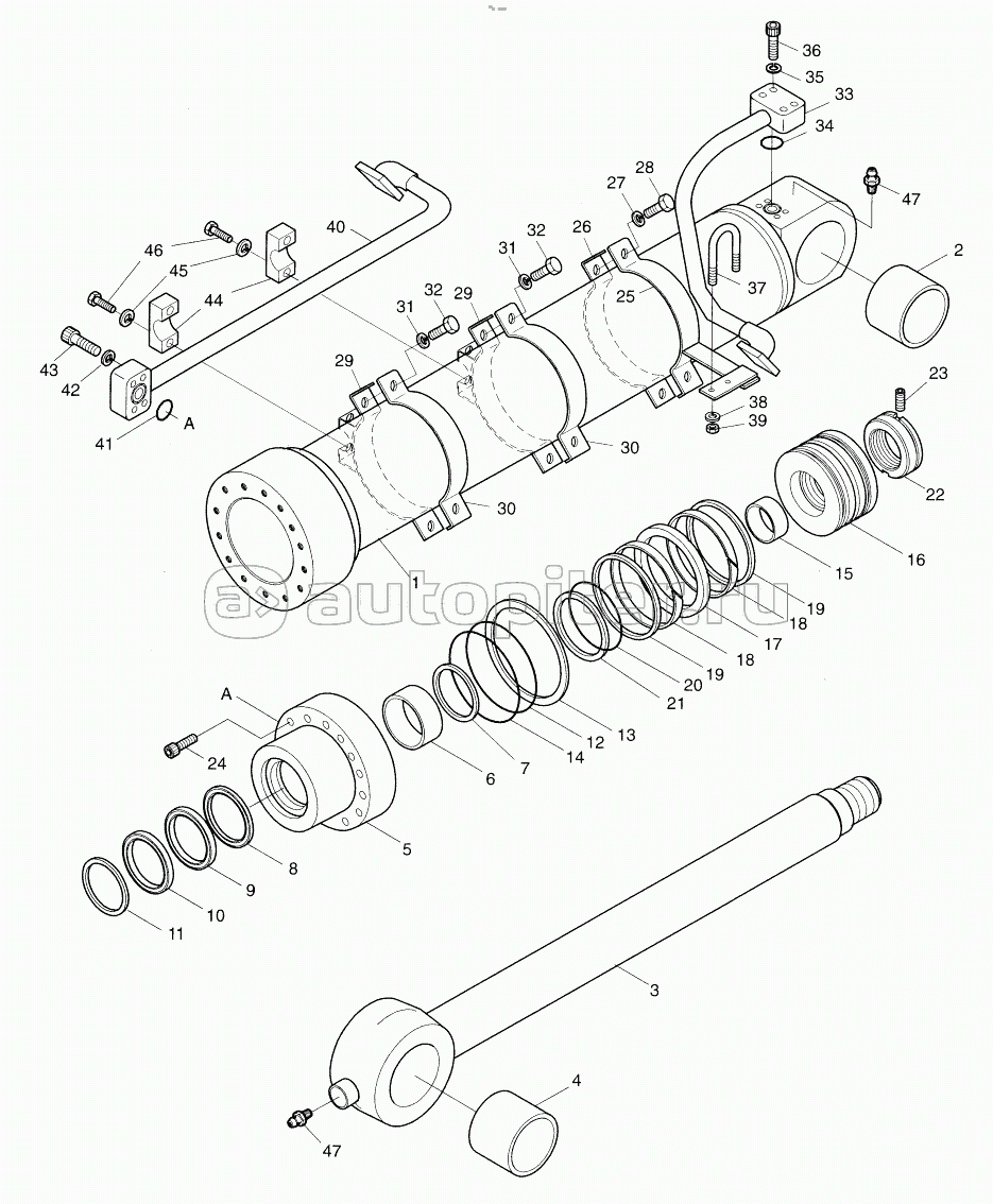BUCKET CYLINDER - ARM 6.0m Serial No 1001 - 1253