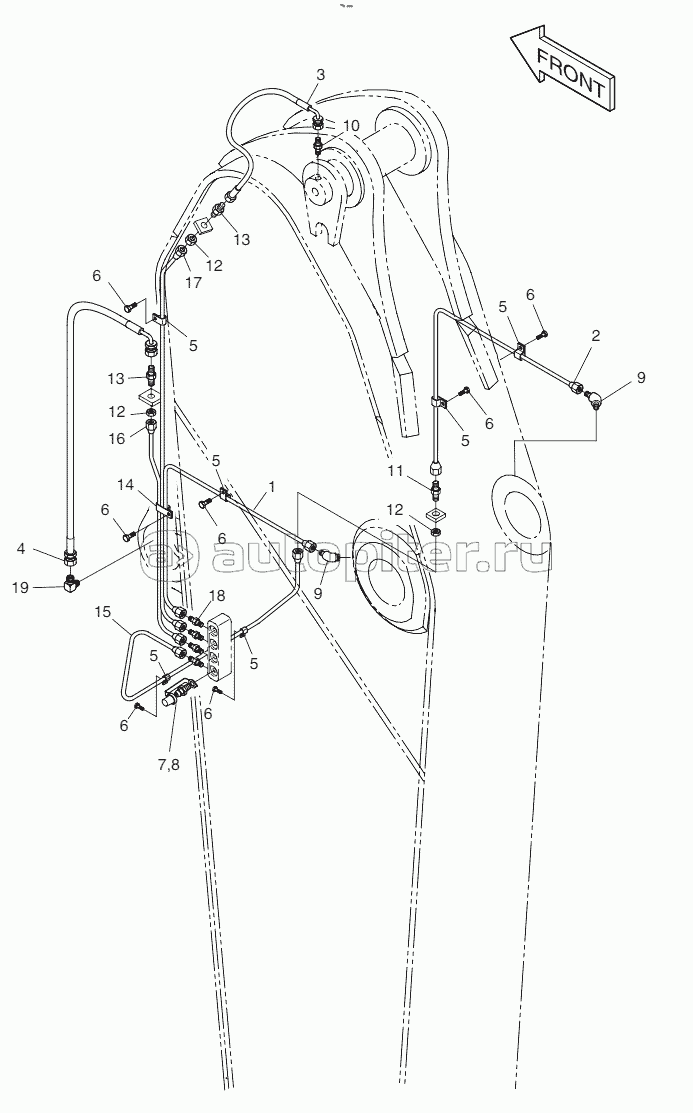 LUBRICATION PIPING - H.D ARM 3.35m Serial No 1001 - 1462
