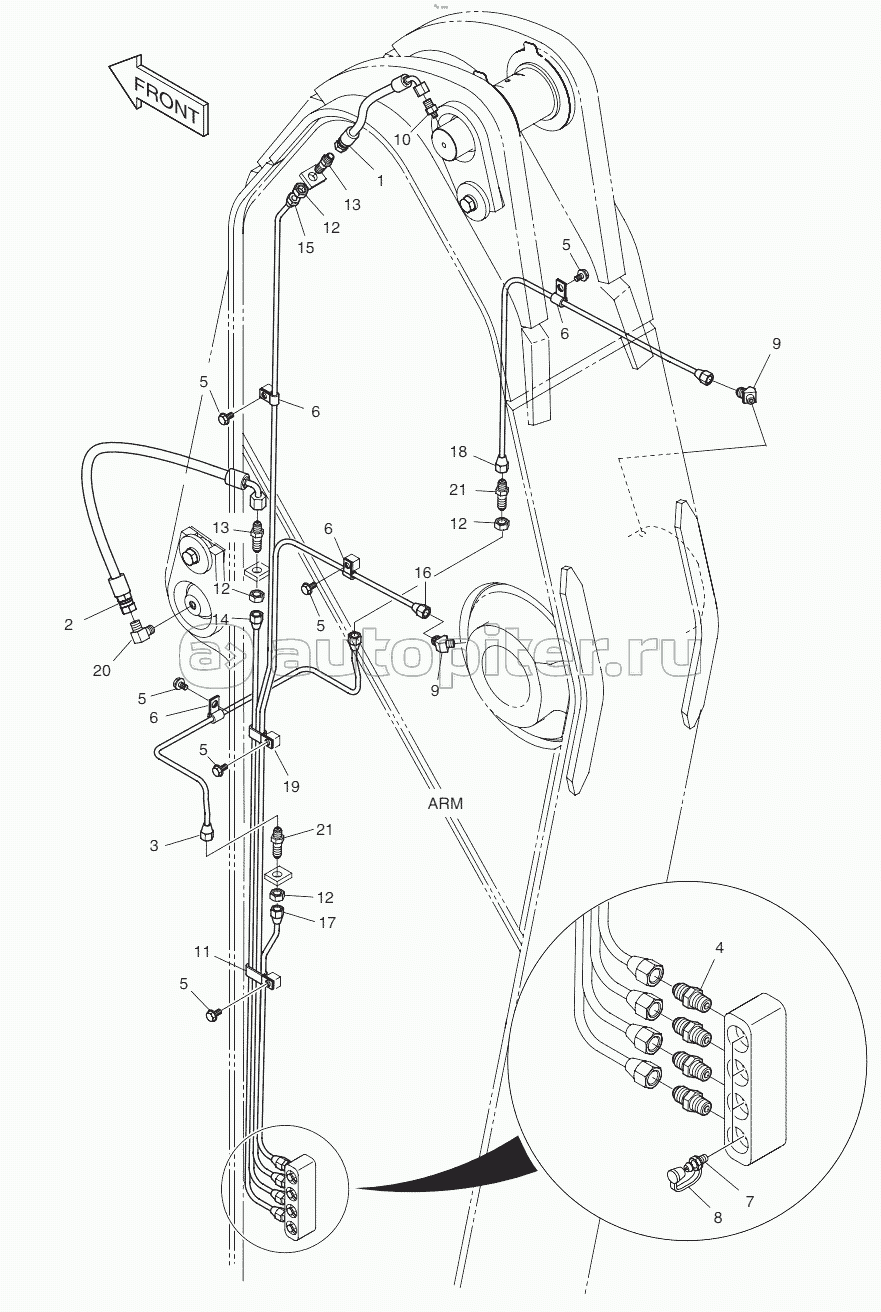 LUBRICATION PIPING - H.D ARM 3.35m Serial No 1463 -