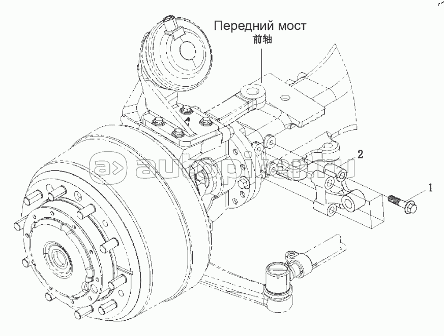Передний амортизатор под кронштейн логики в сборе