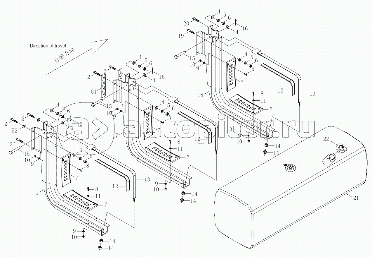 1S41891100501 Fuel system (800L,4X2,ISMe,8mm)