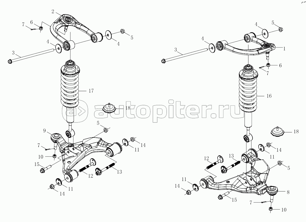 1S64832920001 Front suspension (6483RD6VC-A1ZA01, 6483RD6VC-A1ZA02, 6483RD6VC-A1ZA03, 6483RD6VC-A1ZA04, 6483RD6VC-A1ZA05)
