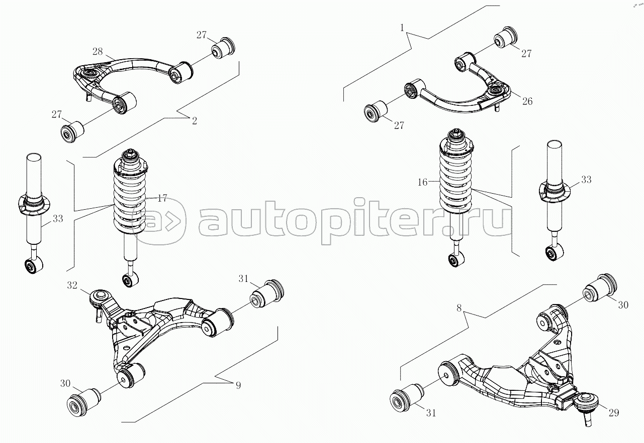 1S64832920001 Front suspension (6483RD6VC-A1ZA01, 6483RD6VC-A1ZA02, 6483RD6VC-A1ZA03, 6483RD6VC-A1ZA04, 6483RD6VC-A1ZA05)