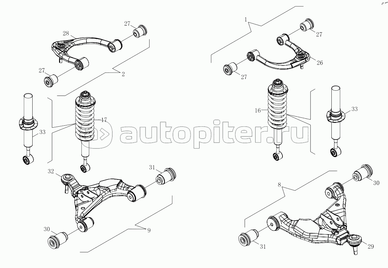 1S64832920003 Front suspension (6483MD6VC-A1ZA01, 6483MD6VC-A1ZA02, 6483MD6VC-A1ZA03, 6483MD6VC-A1ZA04, 6483MD6VC-A1ZA05)