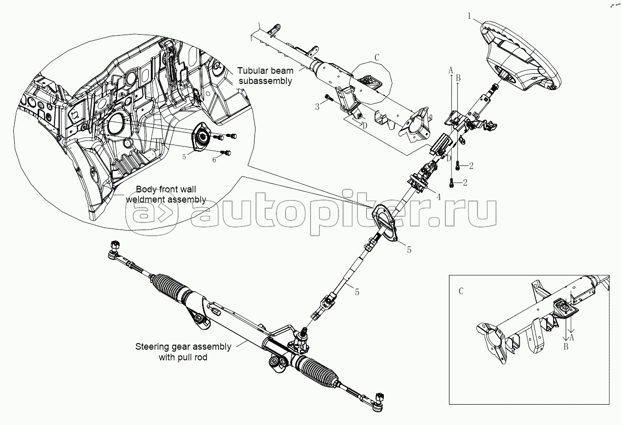 1S64833420012 Steering drive mechanism (6483MD6VC-A1ZA01, 6483MD6VC-A1ZA02, 6483MD6VC-A1ZA03, 6483MD6VC-A1ZA04, 6483MD6VC-A1ZA05, 6483RD6VC-A1ZA01, 6483RD6VC-A1ZA02, 6483RD6VC-A1ZA03, 6483RD6VC-A1ZA04, 6483RD6VC-A1ZA05)