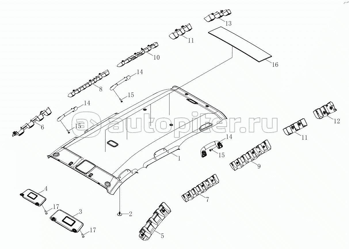 1SD1805720101 Interior trim, roof (6483MD6VC-A1ZA01, 6483MD6VC-A1ZA02, 6483MD6VC-A1ZA03, 6483MD6VC-A1ZA04, 6483MD6VC-A1ZA05, 6483RD6VC-A1ZA01, 6483RD6VC-A1ZA03)