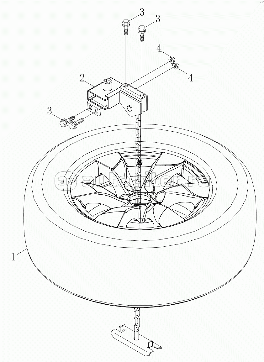 1S64833150007 Spare tire installer (6483MD6VC-A1ZA02, 6483MD6VC-A1ZA04, 6483RD6VC-A1ZA01, 6483RD6VC-A1ZA02, 6483RD6VC-A1ZA03, 6483RD6VC-A1ZA04, 6483RD6VC-A1ZA05)