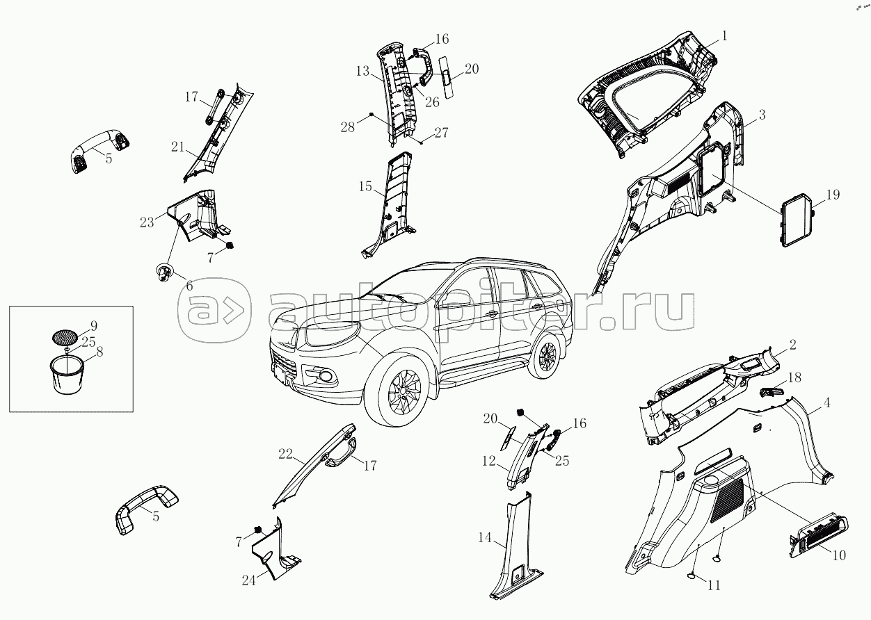 1SD1805420108 Side wall interior trim parts (6483MD6VC-A1ZA01, 6483MD6VC-A1ZA02, 6483MD6VC-A1ZA03, 6483MD6VC-A1ZA04, 6483MD6VC-A1ZA05, 6483RD6VC-A1ZA01, 6483RD6VC-A1ZA02, 6483RD6VC-A1ZA03, 6483RD6VC-A1ZA04, 6483RD6VC-A1ZA05)
