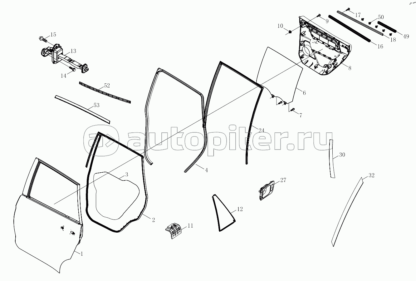 1SD1806200004 Rear side door (6483MD6VC-A1ZA01, 6483MD6VC-A1ZA02, 6483MD6VC-A1ZA03, 6483MD6VC-A1ZA04, 6483MD6VC-A1ZA05, 6483RD6VC-A1ZA01, 6483RD6VC-A1ZA02, 6483RD6VC-A1ZA03, 6483RD6VC-A1ZA04, 6483RD6VC-A1ZA05)