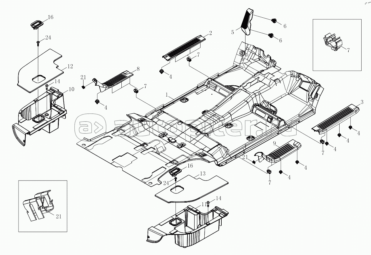 1SD1805120005 Floor trim parts (SUV, 7-seater, left-hand drive) 6483RD6VA-A1ZA06, 6483RD6VA-A1ZA08