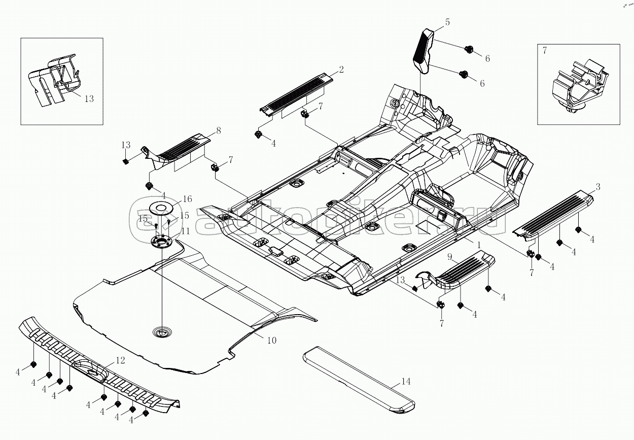 1SD1805120008 Floor trim parts (5-seater, left-hand drive) 6483MD6VA-A1ZA05, 6483RD6VA-A1ZA05, 6483RD6VA-A1ZA07