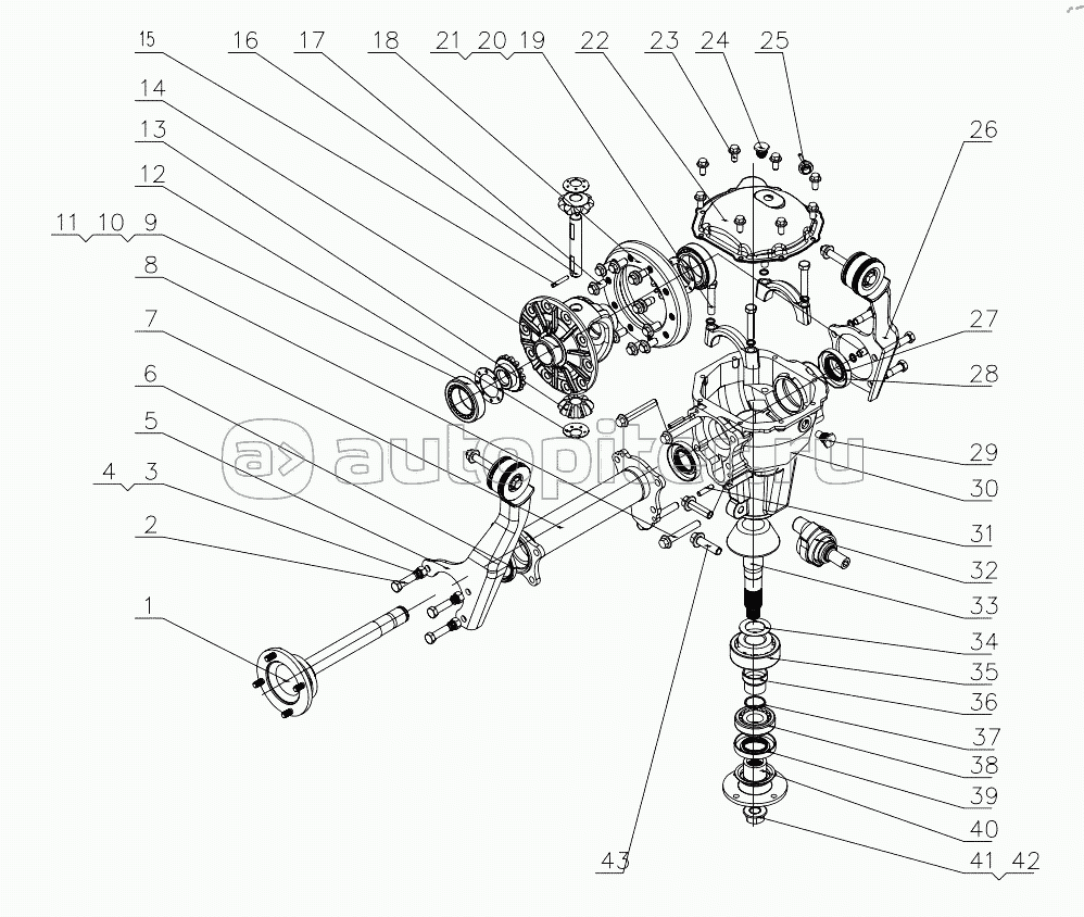 1S64832300006 Front shaft - Front drive axle assembly 6483RD6VA-A1ZA05, 6483RD6VA-A1ZA06, 6483RD6VA-A1ZA07, 6483RD6VA-A1ZA08