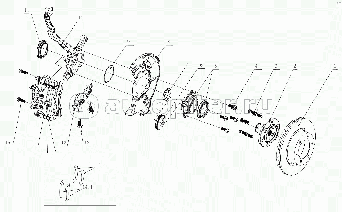 1S64832300006 Front axle 6483RD6VA-A1ZA05, 6483RD6VA-A1ZA06, 6483RD6VA-A1ZA07, 6483RD6VA-A1ZA08