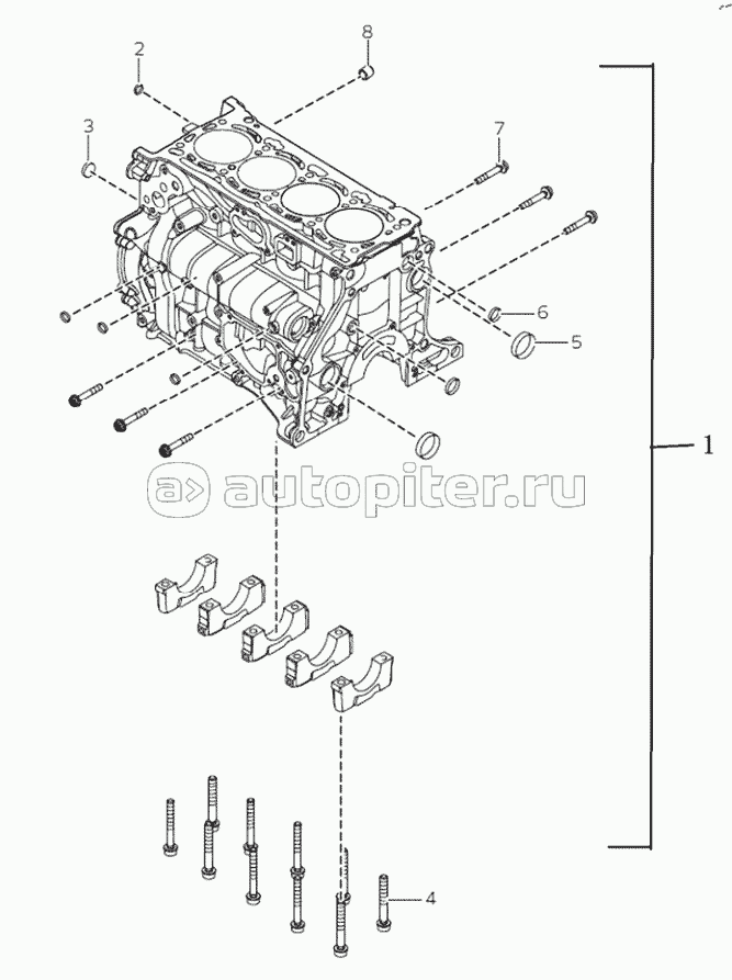 1S64831000010 Engine assembly - Cylinder block 1 6483MD6VA-A1ZA05, 6483RD6VA-A1ZA05, 6483RD6VA-A1ZA06, 6483RD6VA-A1ZA07, 6483RD6VA-A1ZA08