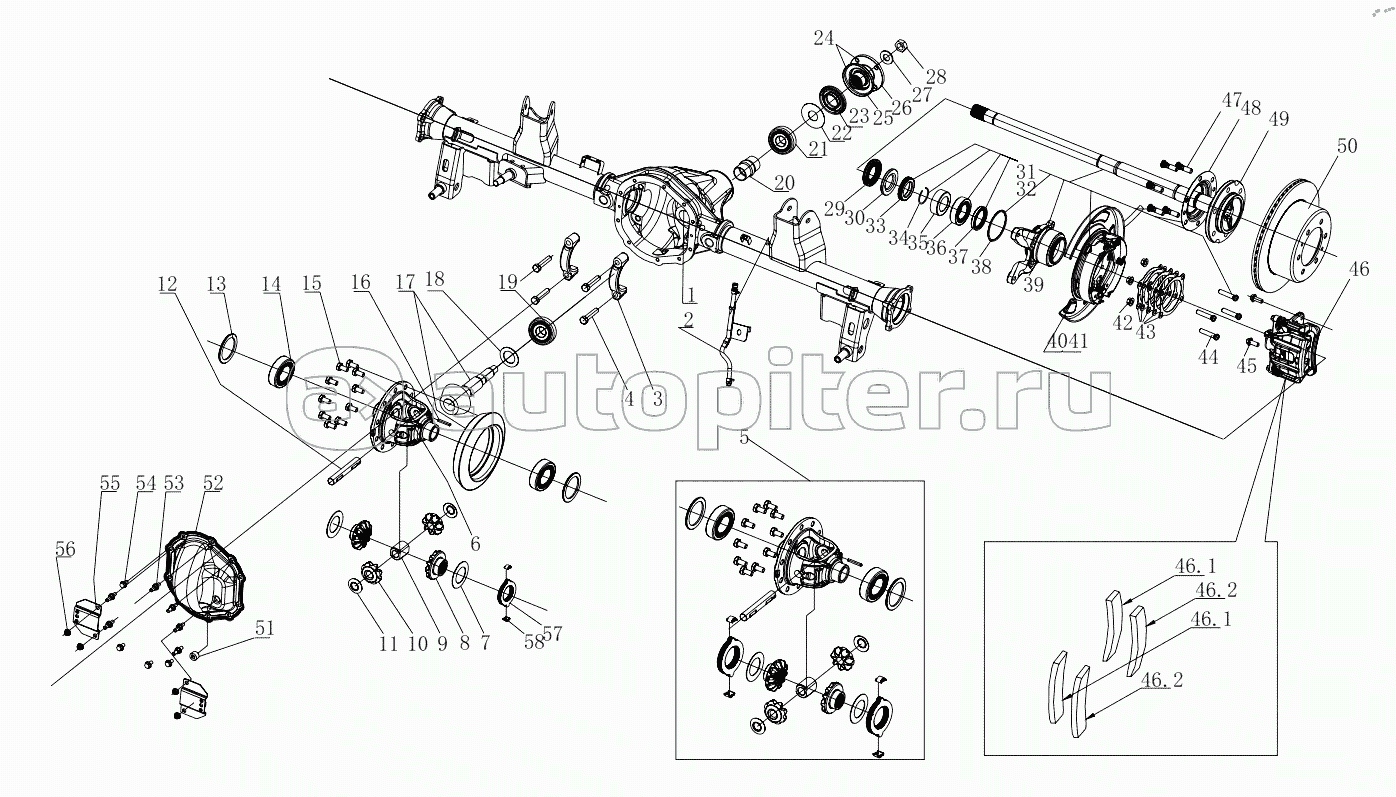 1S64832400002 Rear axle assembly 6483RD6VA-A1ZA05, 6483RD6VA-A1ZA06, 6483RD6VA-A1ZA07, 6483RD6VA-A1ZA08