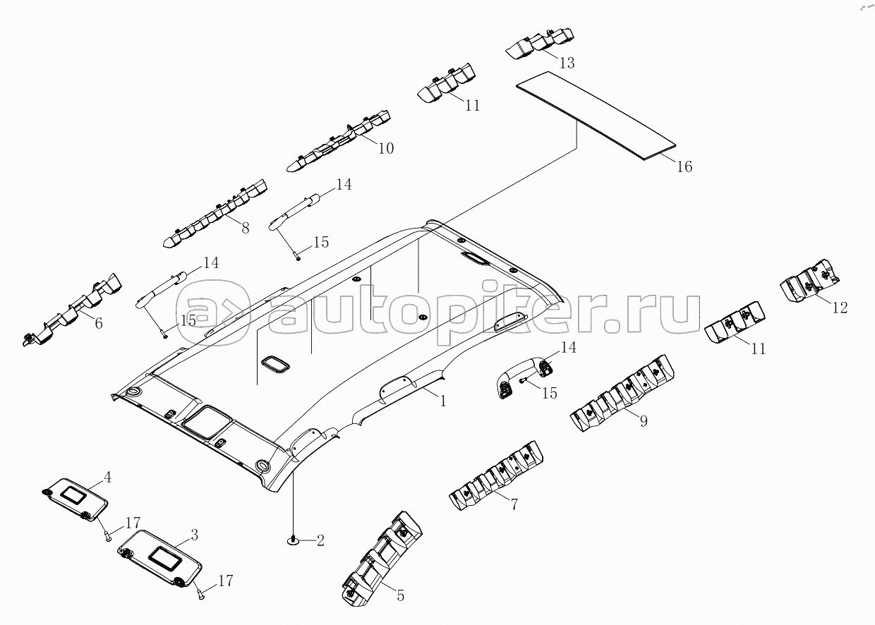 1SD1805720101 Interior trim, roof 6483MD6VA-A1ZA05, 6483RD6VA-A1ZA05, 6483RD6VA-A1ZA06, 6483RD6VA-A1ZA07, 6483RD6VA-A1ZA08