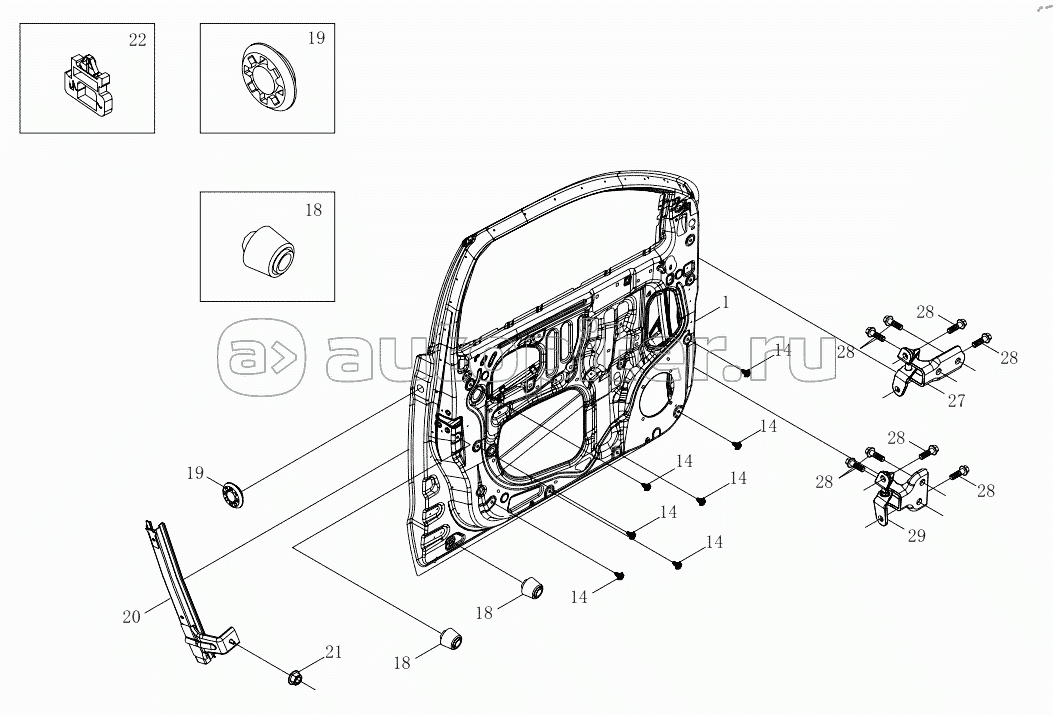 1SD1806100018 Front side door 6483MD6VA-A1ZA05, 6483RD6VA-A1ZA05, 6483RD6VA-A1ZA06, 6483RD6VA-A1ZA07