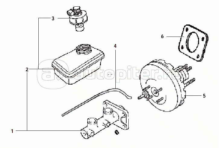 VACUUM BOOSTER AND BRAKE MASTER CYLINDER ASSEMBLY