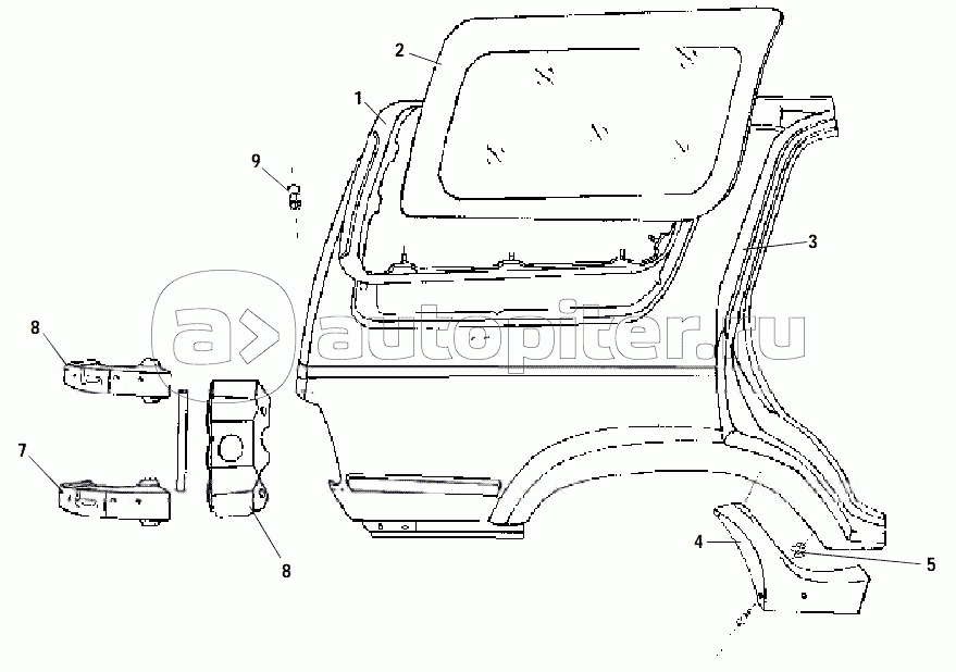 REAR BODY SIDE (2) - SPARE TIRE AND SIDE WINDOW ACCESSORIES