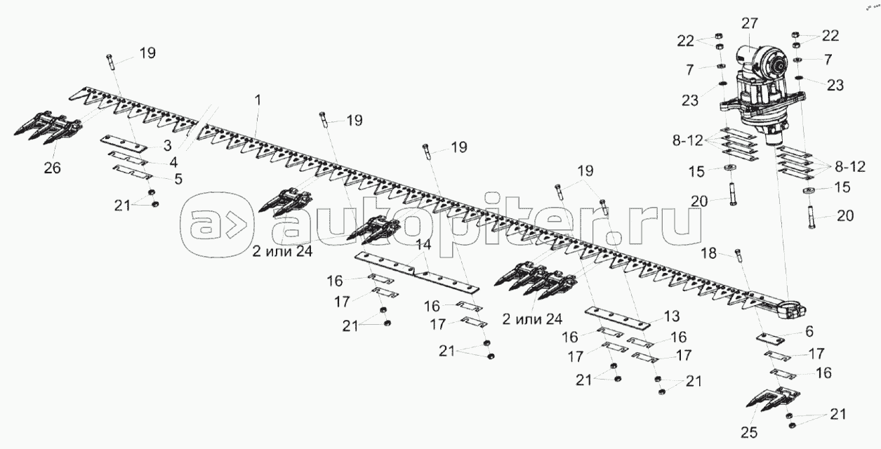 Установка аппарата режущего КЗК-1492-1507000А