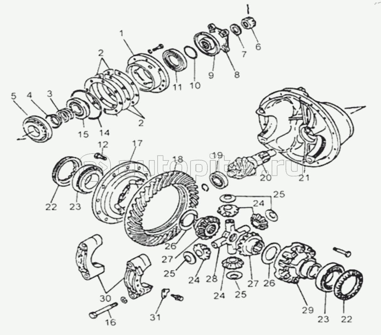 FINAL DRIVE AND BEVEL GEAR DIFFERENTIAL ASSY