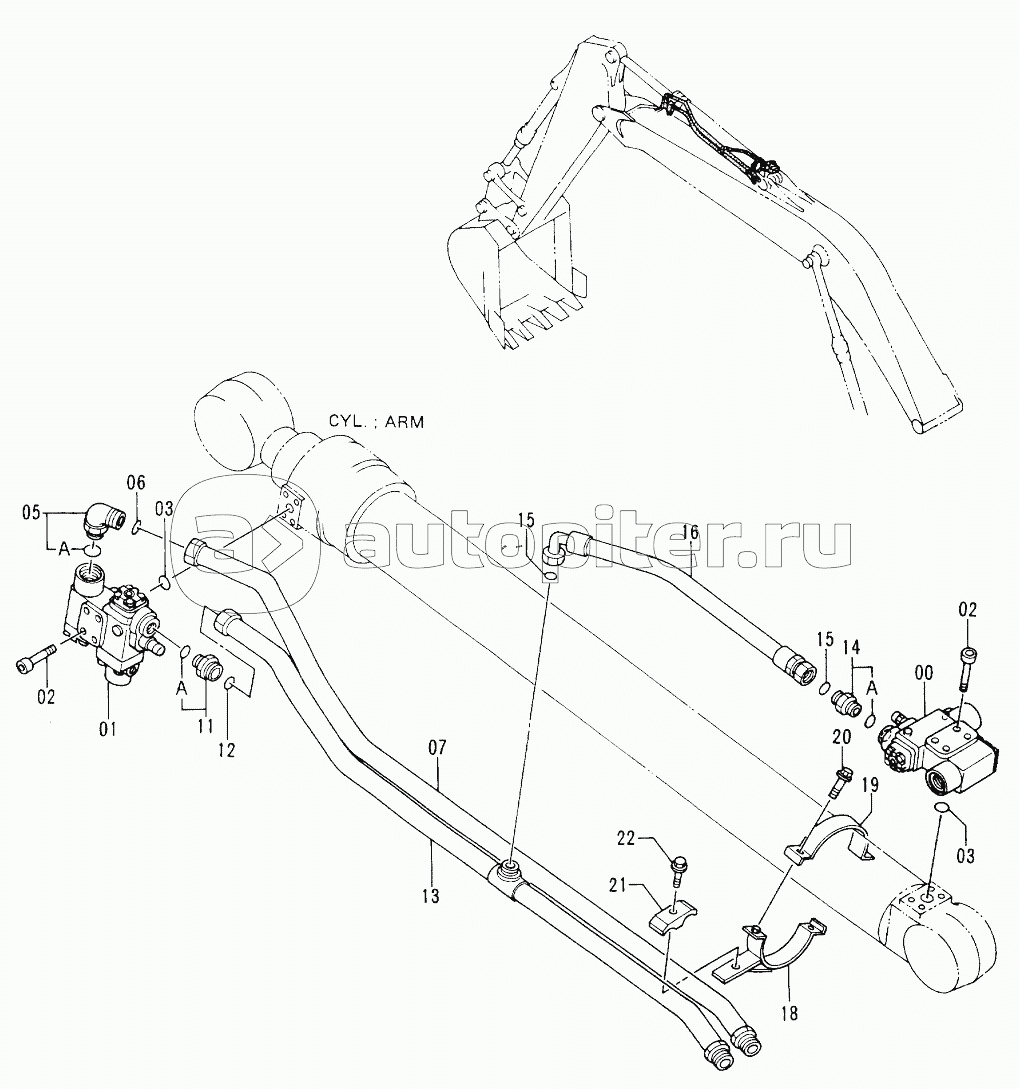 HOSE RUPTURE VALVE PIPINGS (ARM):1 <Type 2> 60001-