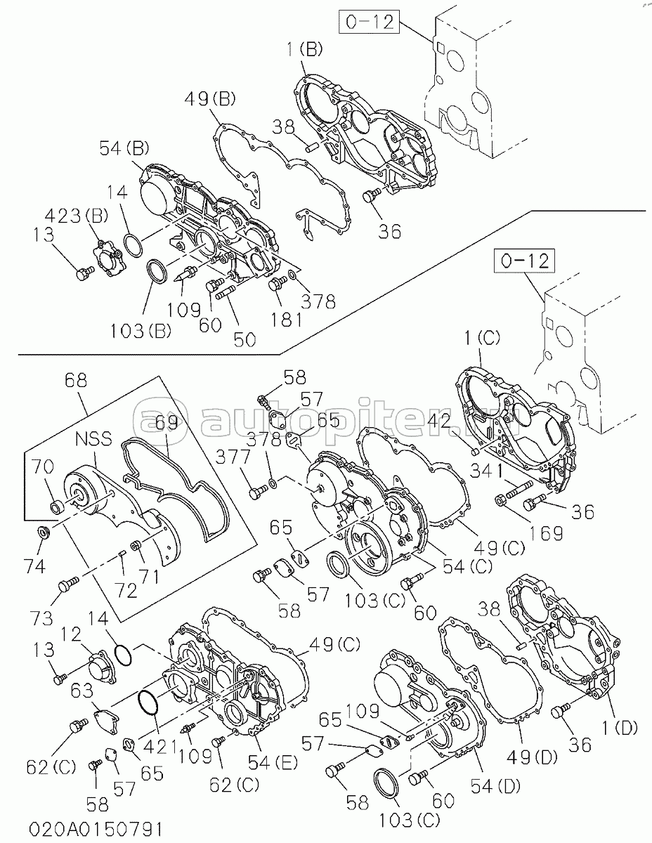 TIMING GEAR CASE AND FLYWHEEL HOUSING (1-3), S.N: D89-11-