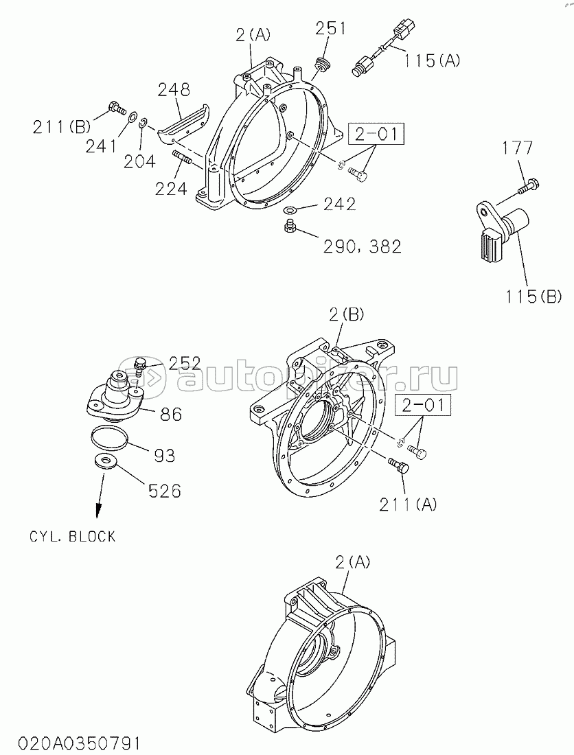 TIMING GEAR CASE AND FLYWHEEL HOUSING (3-3), S.N: D89-11-