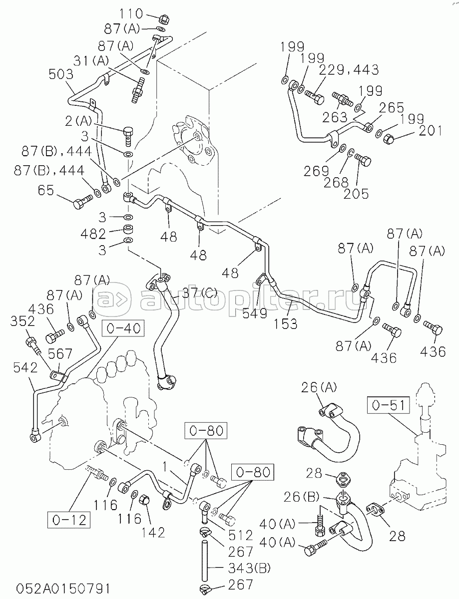 OIL AND VACUUM PIPING, ENGINE (1-3), S.N: D89-11-