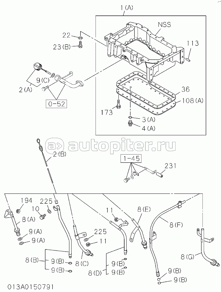 OIL PAN AND LEVEL GAUGE (1-3), S.N: D89-11-