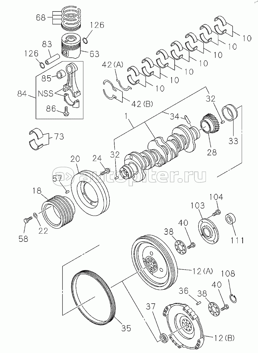 D00/06-, 8943967374 CRANKSHAFT,PISTON AND FLYWHEEL