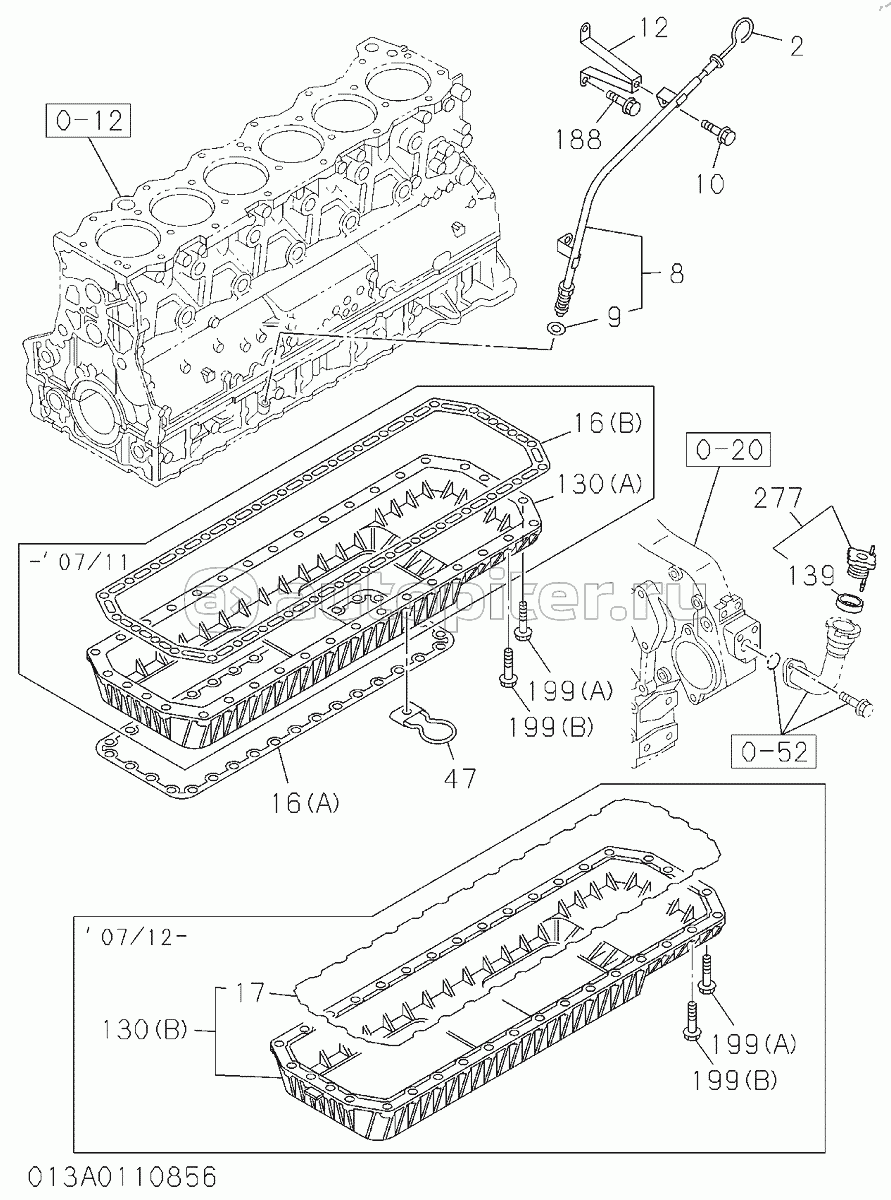 OIL PAN AND LEVEL GAUGE (1/3), S/N: D00/07-