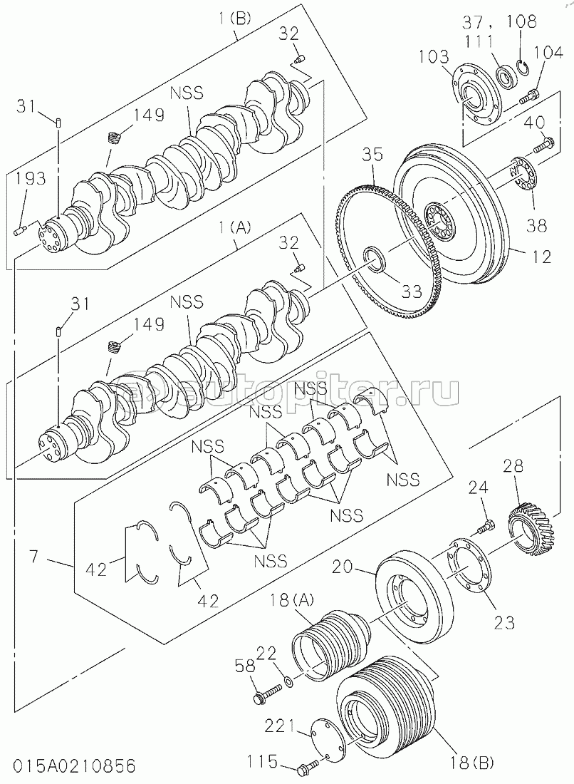 CRANKSHAFT,PISTON AND FLYWHEEL (2/2), S/N: D00/07-