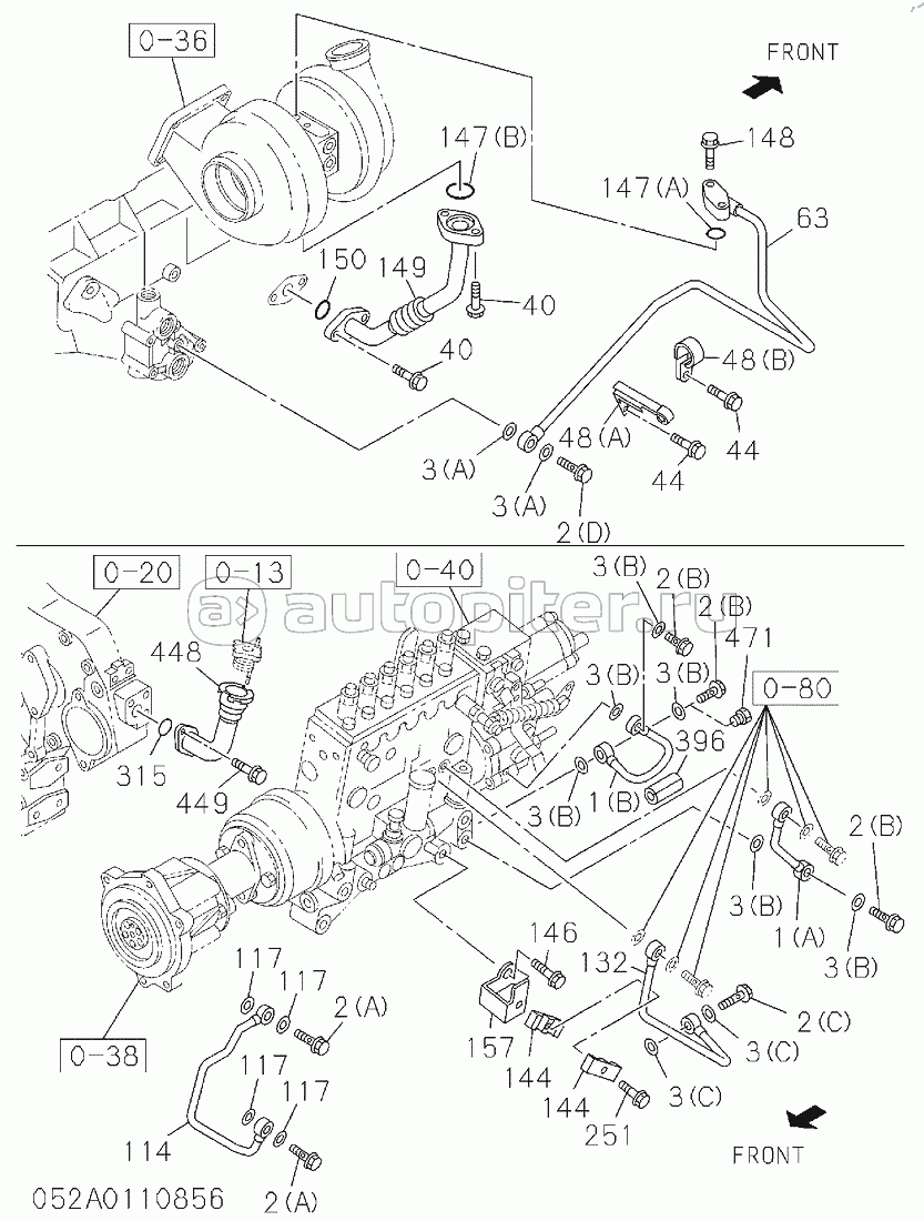 OIL AND VACUUM PIPING, ENGINE, S/N: D00/07-