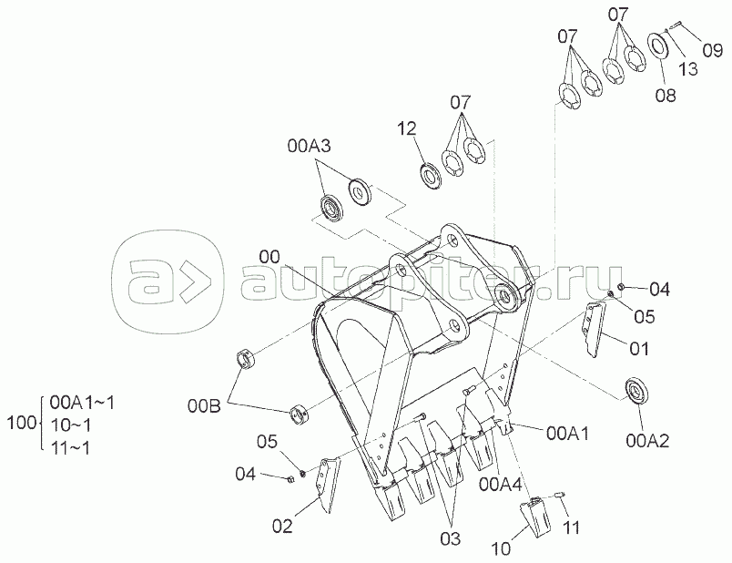 ROCK BUCKET 1.38m3 (JIS 94)(SUPER V TOOTH)