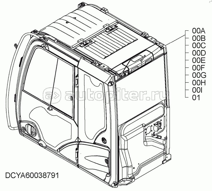 CAB (STEEL ROOF)(WITH FRONT GUARD SEAT)(SATELLITE COMMUNICATIONS), S/N: WW:300001-, AUS:001001-