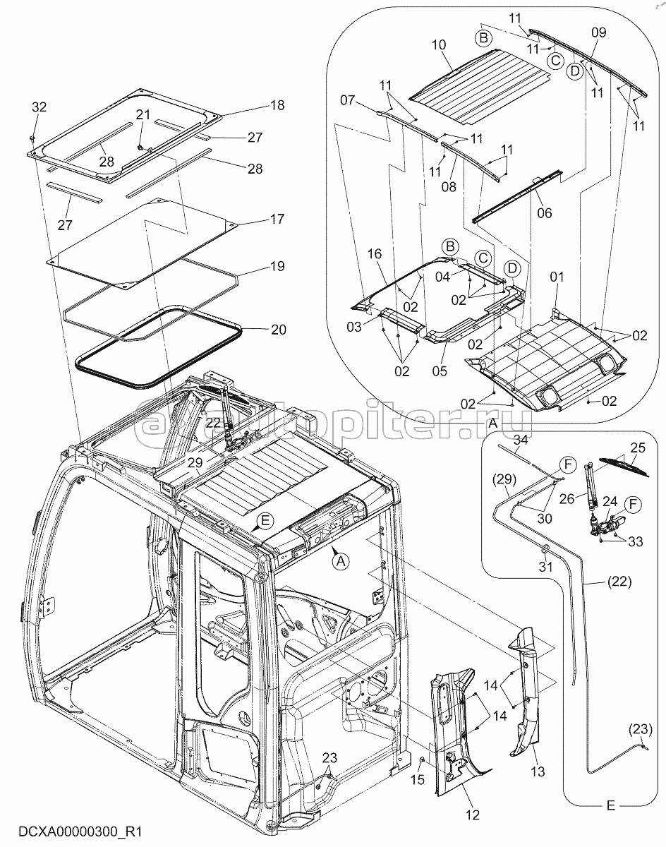 CAB (6)(ROOF WITH WIPER), S/N: WW:300001-