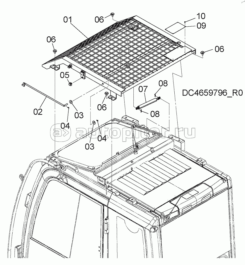 CAB GUARD (CEILING)(ROOF WITH WIPER), S/N: WW:300001-