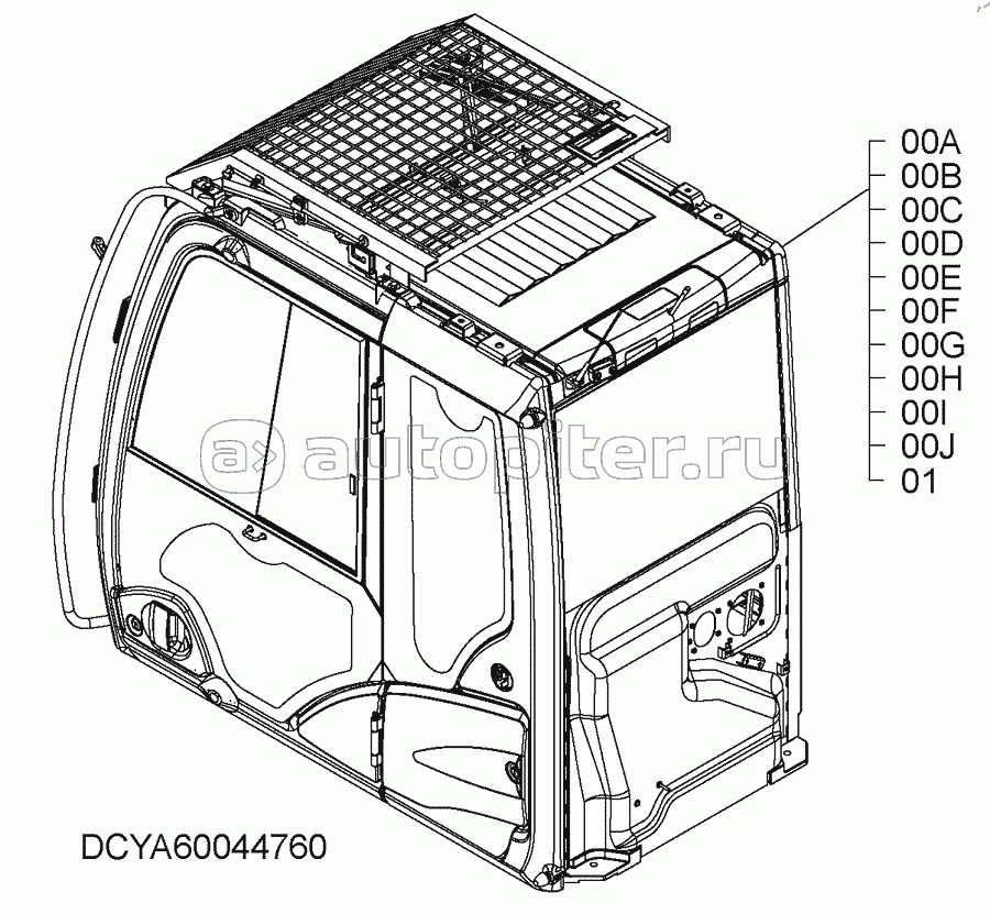 CAB (ROOF WITH WIPER)(SATELLITE COMMUNICATIONS), S/N: WW:300001-
