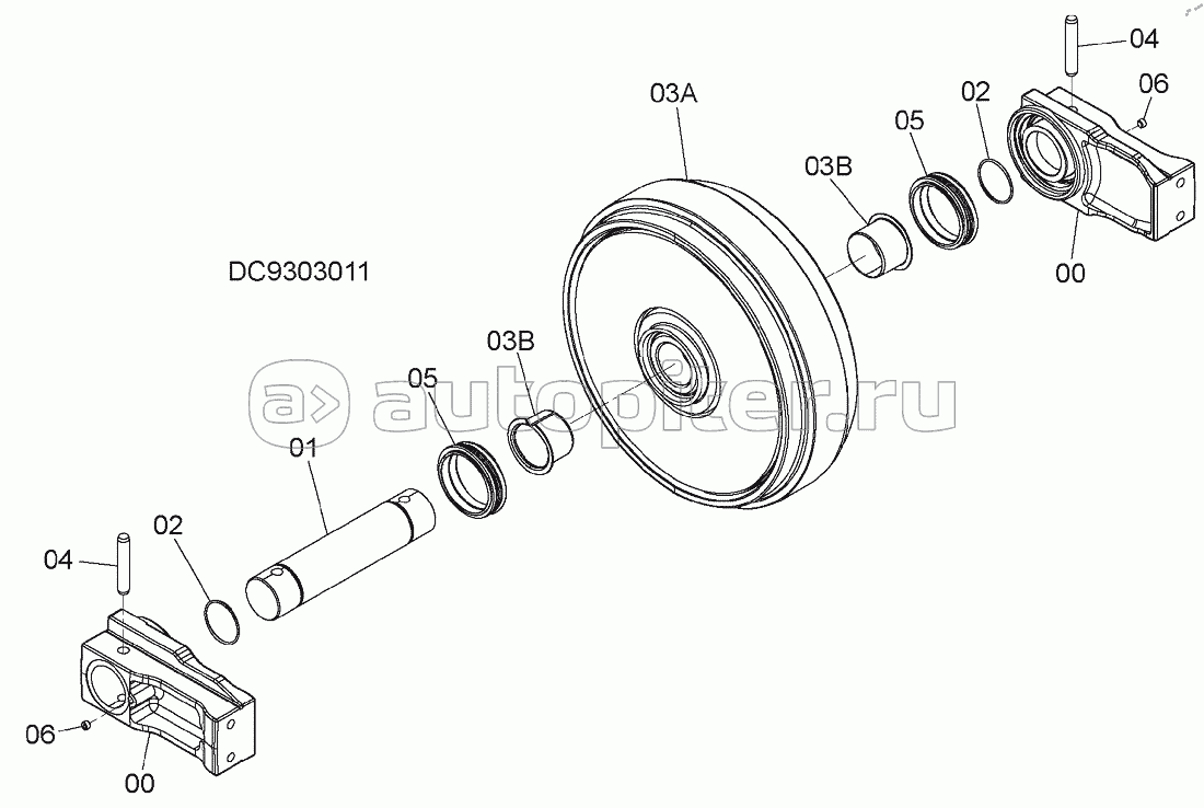 FRONT IDLER, S/N: WW:300001-300295,AUS:001001-D17/04