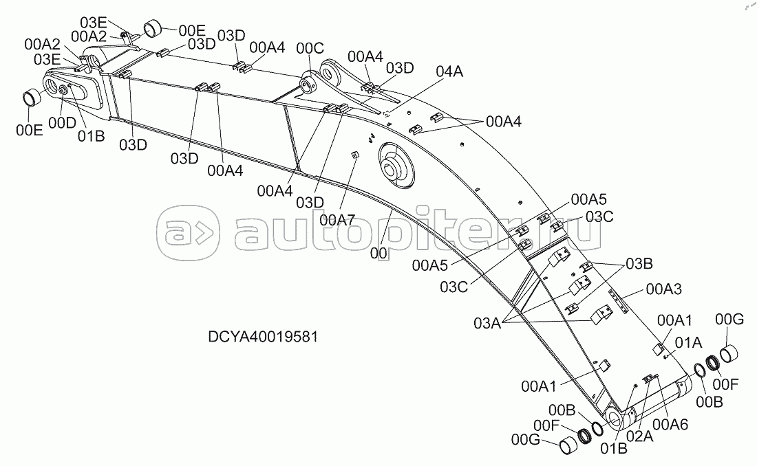 BOOM 5.68m (WITH BREAKER PIPING SEAT), S/N: WW:300001-, AUS:001001-