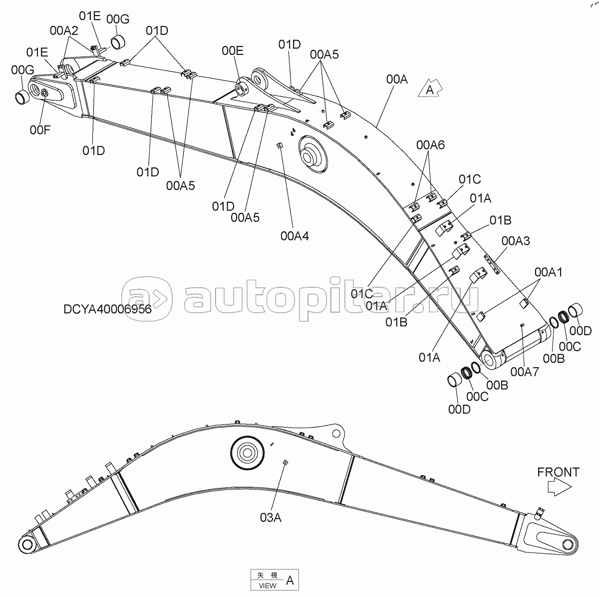 BOOM 5.68m (WITH BREAKER PIPING SEAT), S/N: WW:300001-