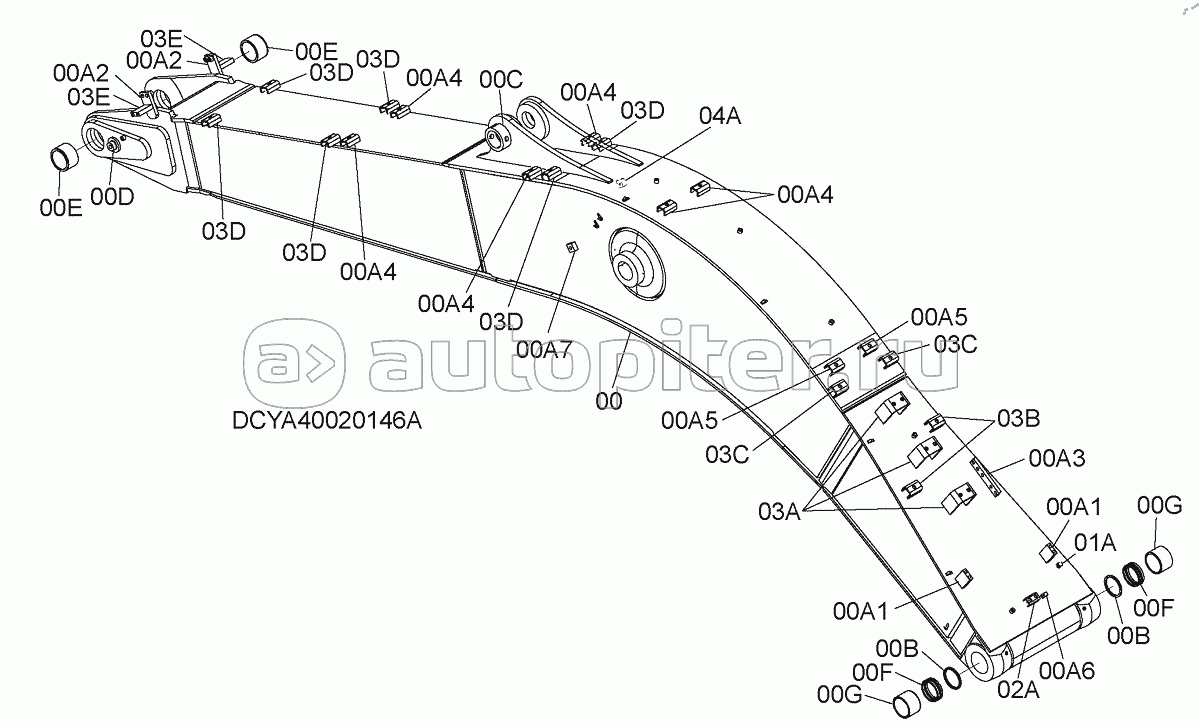 H-BOOM 5.68m (WITH BREAKER PIPING SEAT), S/N: WW:300001-, AUS:001001-