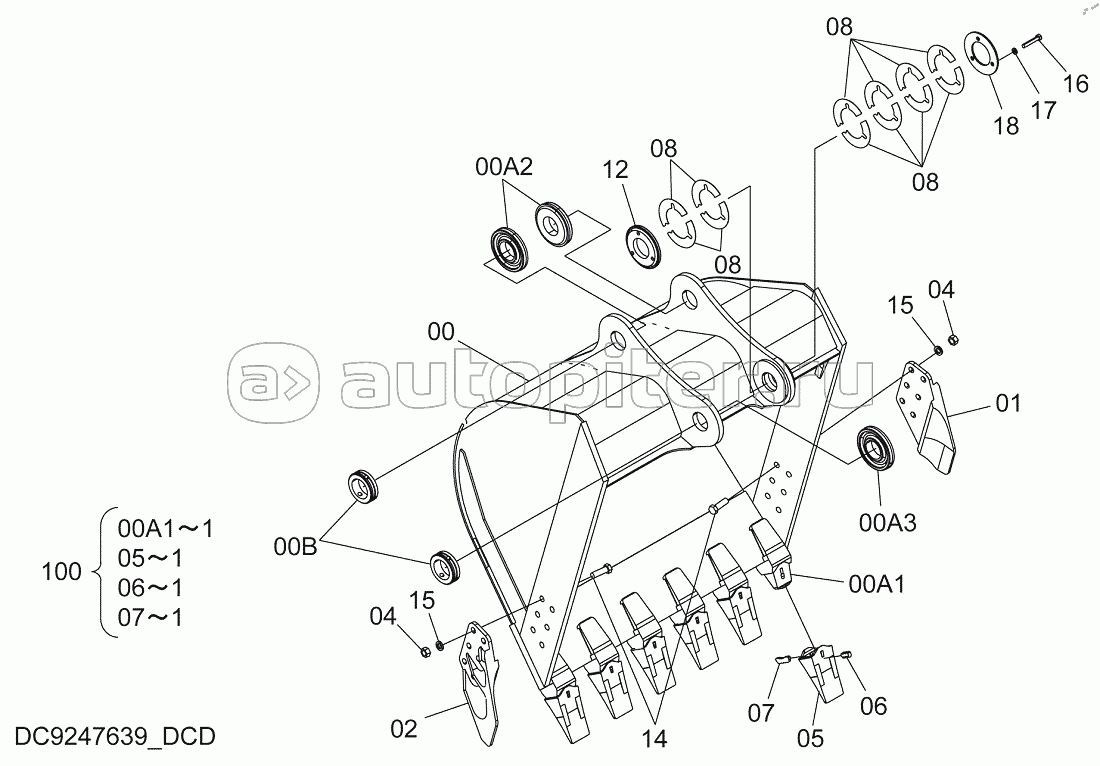 BUCKET 1.1m3 (JIS 94), S/N: WW:300001-, AUS:001001-