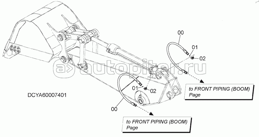 FRONT PIPING (ARM 2.42m), S/N: WW:300001-, AUS:001001-