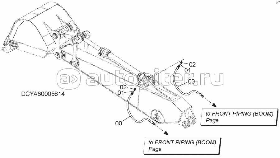 FRONT PIPING (ARM 2.91m), S/N: WW:300001-, AUS:001001-