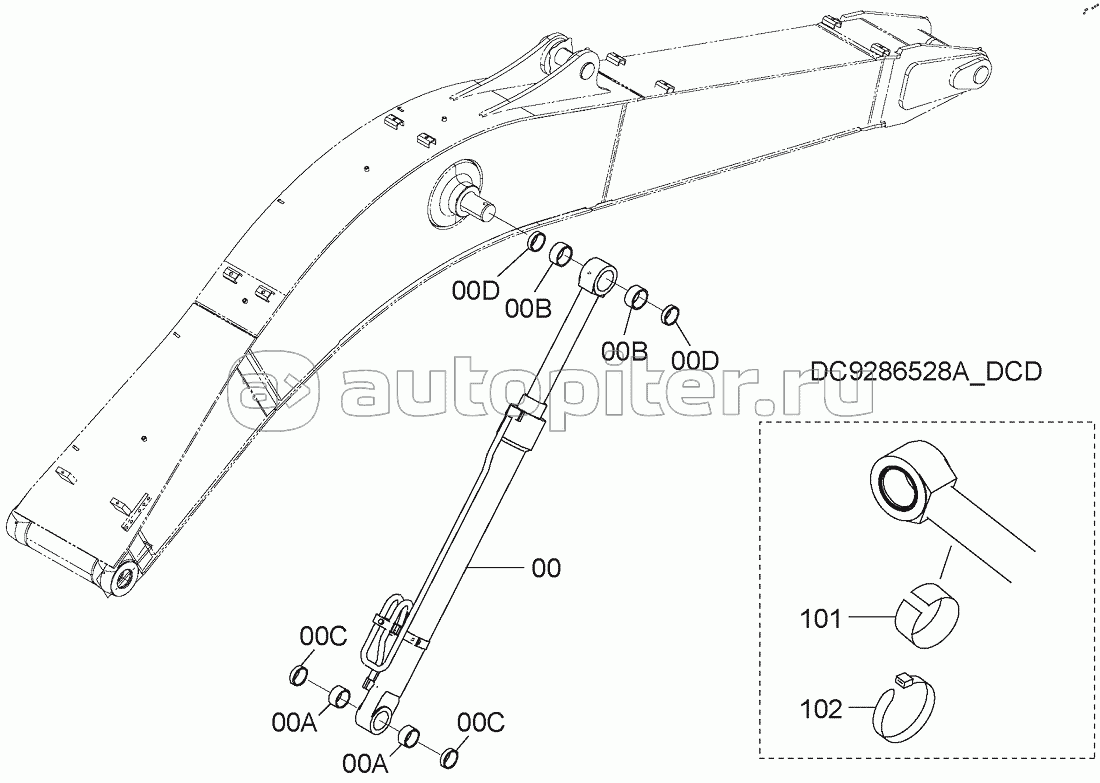 BOOM CYLINDER (R), S/N: WW:300001-, AUS:001001-