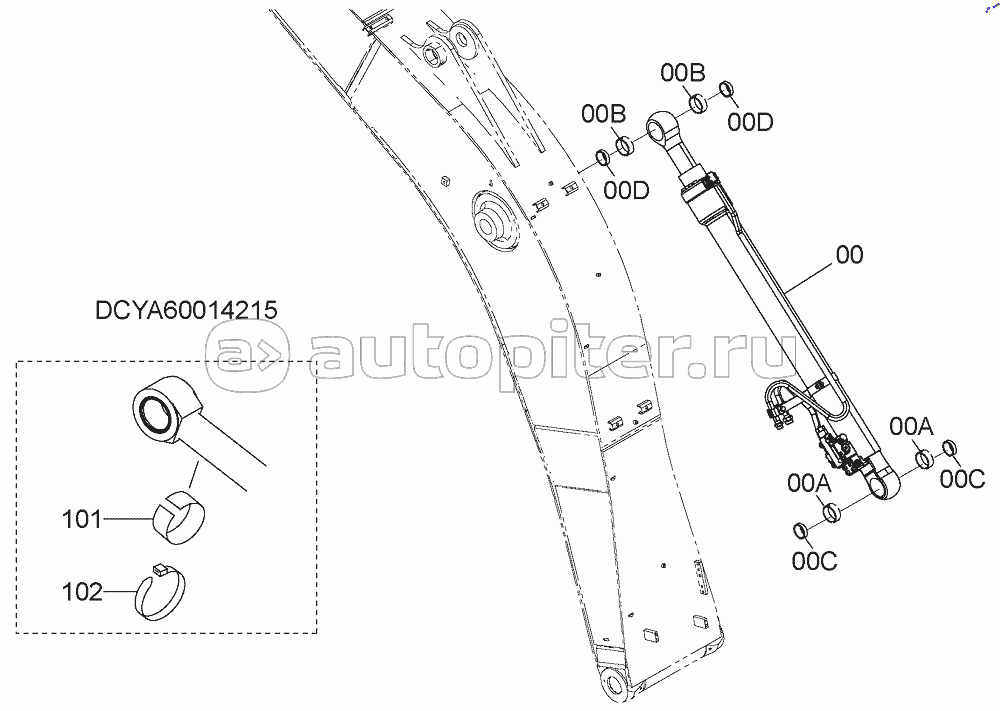 BOOM CYLINDER (R)(WITH HOSE RUPTURE VALVE), S/N: WW:300001-, AUS:001001-